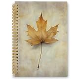 XPH Vintage Fall Maple Leaf Spiral Notebook, Retro Autumn Journaling Notebooks for Note Taking, Autumn Maple Leaf Hardcover Journal for Writing 160 Pages 5.5 x 8.3 Inch, Fall Gifts for Women