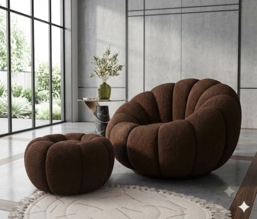 Image of CRAFTCITY 1 Seater Pumpkin Sofa with Ottoman /Stool |Accent Chair Set
