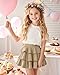 KEREDA Girls Skirt Kids Casual 3-Layer Ruffle Skort School Uniform Skirts for Girls Khaki 5-6 Years