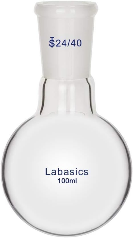Labasics Glass 100ml Single Neck One Neck Round Bottom Flask RBF, with 24/40 Standard Taper Outer Joint, 100ml