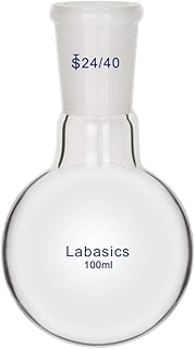 Labasics Glass 100ml Single Neck One Neck Round Bottom Flask RBF, with 24/40 Standard Taper Outer Joint - 100ml