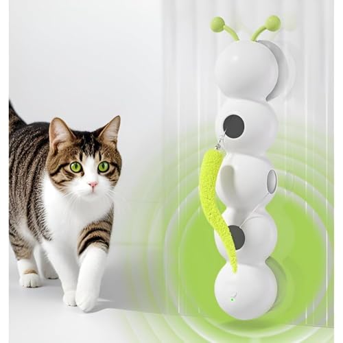 DrivEx スマートモーションキャットトイ 電動ワーム型 猫じゃらし 自動動く 吸盤固定式 インテリジェントセンサーによるスタートとストップ USB充電式 ハンティング遊び対応 知能玩具 ストレス解消 一人遊び用 安全素材 室内用 猫のおもちゃ