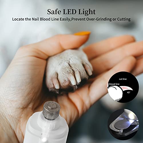 Dog Nail Grinder, Upgraded 2 In 1 Pet Trimmers With Led Light, Usb Rechargeable Clipper Professional Painless Paws Grooming, Quiet For Large Dogs, Medium & Small, White #TOP1