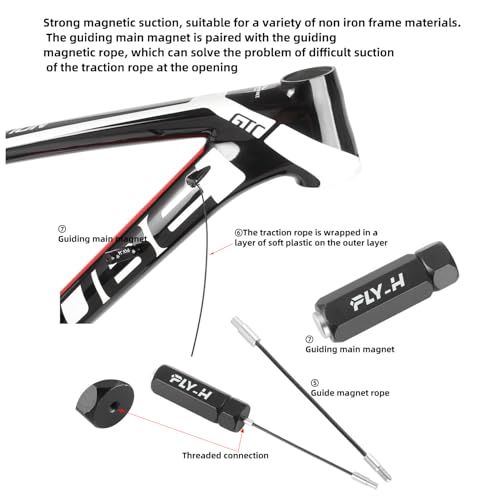 FLY_H Bicycle Internal Cable Routing Tool Kit，Bicycle Carbon Fiber Frame, Bike Di2 Wires Frame Internal Threading Tool, Brake Cable Hose Cable Routing Kit Wire Tube Magnet Lead,Storage Accessories - Thumbnail 7