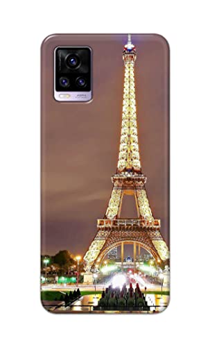 Image of PRINTFIDAA Lovers Famous Place Eiffel Tower in Paris Printed Designer Hard Case for Vivo V20 Back Cover -(e) RPM1009