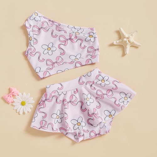 Toddler Girls Two Piece Swimsuit One Shoulder Tank Top Bottoms Bikini Set Summer Beach Bathing Suit Swimwear3