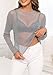YVH Womens Stretchy Glitter Sheer Mesh Blouse Tops Sexy T Shirt for Layering, Club, Concerts & Party, Silver XL