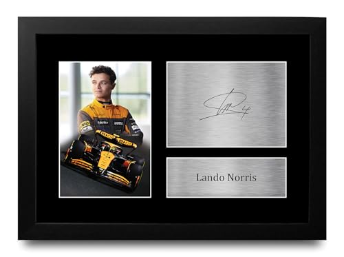 HWC Trading FR A4 Lando Norris McLaren Cadeaux imprimés photo autographe signée pour les fans de Formule 1 - A4 Encadré