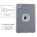 MAKEIT CASE iPad Mini Case iPad Mini 2 3 Case 3in 1 Heavy Duty Protection Combo Hybrid Impact Silicone Hard Case Cover for Apple Ipad Mini 1 2 3 (T-Gray/Light Grey)
