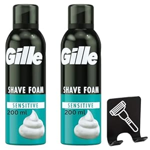 Shaving Foam for Men Bundle | Rich Lather, Original Scent (2 x 200ml) Mens Shaving Foam for Sensitive Skin | Includes Adhesive Shaver Holder
