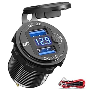Quick Charge 3.0 autolader, 12V USB lader socket adapter stopcontact, met LED digitale voltmeter en schakelaar, geschikt…