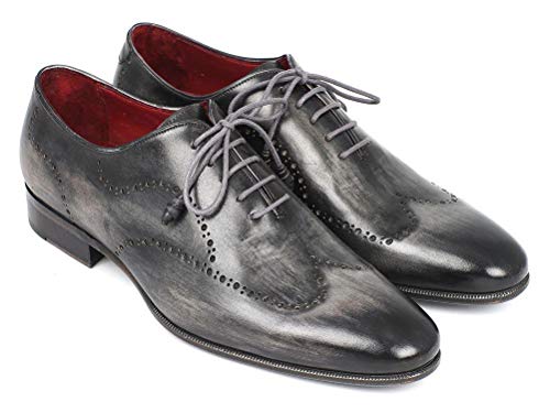 Oxfords Paul Parkman peints à la main en cuir de veau gris et noir