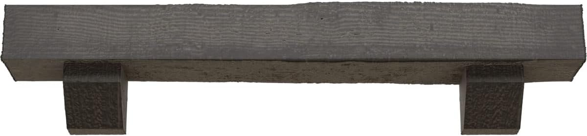 Ekena Millwork 6" H x 6" D x 36" W Rough Sawn Faux Wood Fireplace Mantel Kit w/ Ashford Corbels, Aged Cedar