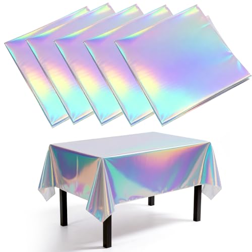 AFEPHE 5 Stück Bunt Glitzer Tischdecke, 137 × 274cm Plastik...