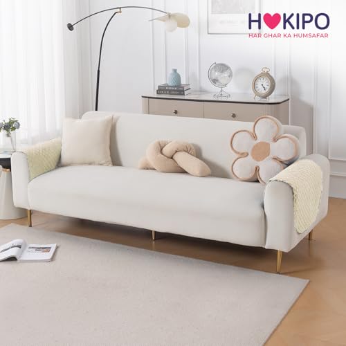Image of HOKIPO Quilted Sofa Armrest Cover - 1 Pair | 'Quilt Classic' Beige (IN-925-BEIGE*2)