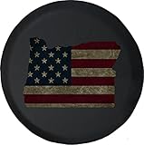 Oregon American Flag Black 33 Inch with Backup Camera Hole Spare Tire Covers