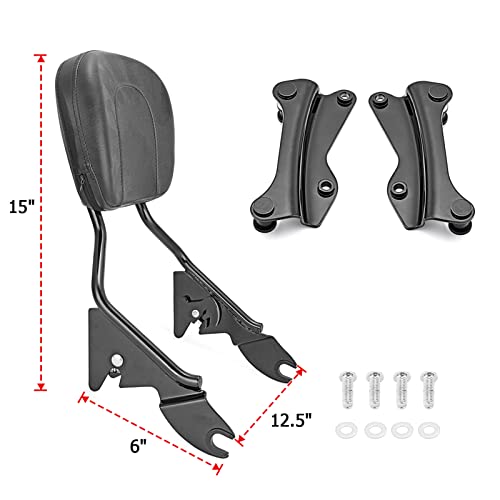 Gloss Black Triple Plating Passenger Backrest Sissy Bar W/Pad Detachable &4 Point Docking Hardware Kit Compatible With Harley Touring Road King Street Glide Road Glide Electra Glide Flhx 2014-2023 #TOP1