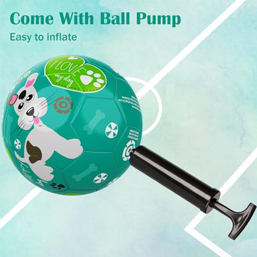 PP PICADOR Soccer Ball for Kids 5-7 Girls Boys, Cute Cartoon Toddler Ball Indoor Outdoor with Pump Toys Gift (Green Dog,Size 3)