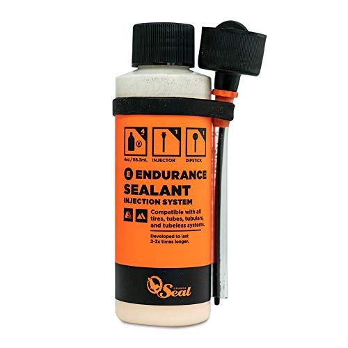 Orange Seal - Endurance Formula Tubeless Bike Tire Sealant with Injector | Long Lasting, Fast Sealing | for MTB, Road, CX and Gravel Bicycle Tires | 4oz w/Injector