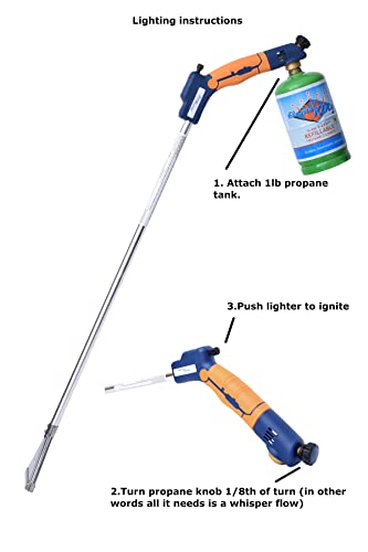 Flame King Propane Torch Wide Weed Burner With Integrated Push Button Igniter #TOP5