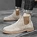 OXNEUHG Men's Genuine Leather Chelsea Boots with Elastic Bang Fashion Classic Suede Round Toe Slip On Ankle Boots Casual Business Wedding Office Work Dress Booties (10,Khaki)