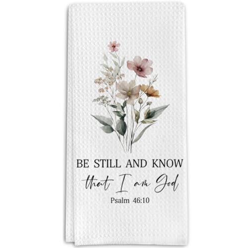 Christian Gifts Kitchen Towels, Bible Verse Psalm 46:10 Decorative Towels for Bar Kitchen Bathroom