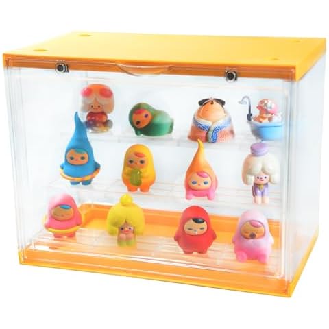 XIFOWE Yellow Blind Box Firm Display Case, Figure Acrylic Doll Display Box, Magnetic Transparent Dust & Moisture Case Detachable for Funko Pop Figures Pop Mart Smiski Pokémon Toys, Storage Case Cover