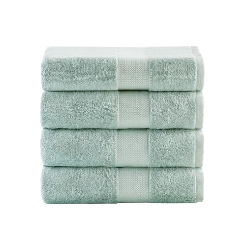 Comfort Spaces Turkish Bath Towel Set of 4 Piece 27x54 Medium 100% Cotton Towels Highly Absorbent Soft Quick Dry Shower for Bathroom Spa Seafoam Green
