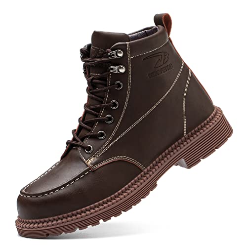 R-Win Zapatos altos de trabajo para mujer, puntera de acero, botas de seguridad, impermeables, protección contra quemaduras, marrón, 43 EU