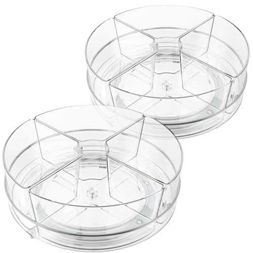 Slow Slog 2 Pack Lazy Susan Organizer, 9 inch Rotating Storage Organizer with 4 Removable Bins, Lazy Susan Turntable Organizer for Fridge, Kitchen, Vanity, Cabinet by Slow Slog - Used condition - US$24.36