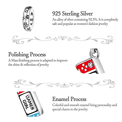 Dazlily Gamer Girl Dangle Charm 925 Sterling Silver Charms Fits Bracelets Necklaces Valentine's Day Gift Birthday Gift Jewelry For Women Girls #TOP3