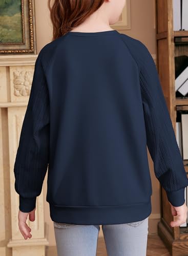 blibean Girls Fall Sweatshirt Tween Crewneck Cable Knit Tops Size 6-15 Years2