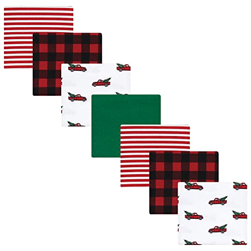 Image of Hudson Baby Unisex Baby Cotton Flannel Receiving Blankets Bundle, Christmas Tree Truck, One Size