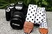 Nine States Top Quality Soft Cotton Polka Dots Print Universal Adjustable Camera Camcorder Shoulder Neck Strap Belt with Harness Adapter Fits for DSLR Camera Nikon Canon Panasonic Sony Samsung Olymplus Fujifilm (White)(AR-005 Series)