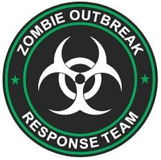 Slap-Art 3 - Zombie Outbreak Response Team Funny Hard hat Helmet 1.5" Diameter Vinyl Decals Bumper Stickers