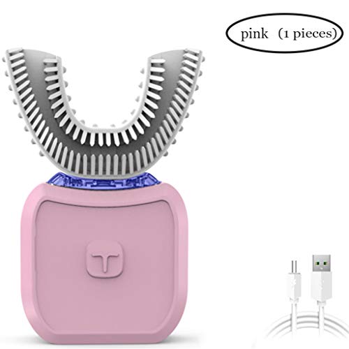 DONGBALA Brosses à Dents électriques, ultrasonique Indicateur de Charge 15 Secondes de Nettoyage des Dents pour Adultes Enfant Arrêt Automatique 6 Modes IPX 7 Pack Famille,1pack~Pink