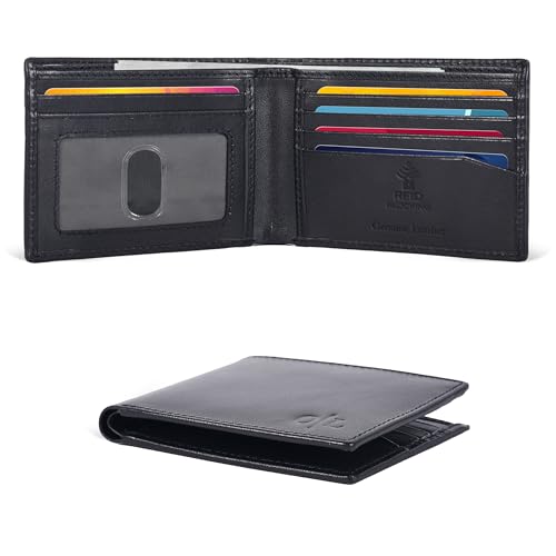 Portafoglio sottile pelle da uomo - Portafogli RFID 6 porta carte di credito ultra regalo per gli uomini tasca frontale design minimalista Toscana Nera S Minimalista