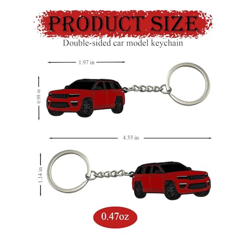 Image of Double-Sided Car Keychain Compatible with Grand Cherokee,Metal Key Chain,For Grand Cherokee Accessories,Enamel Keychain
