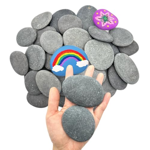 Lifetop 30PCS Painting Rocks 2-3 Inches DIY Rocks Flat & Smooth Kindness Rocks for Arts Crafts Decoration Natural River Rocks for Painting Hand Picked for Painting Rocks