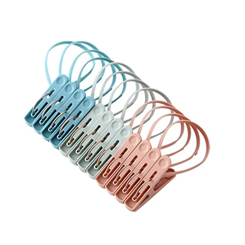 PURPLELILY 12pcs Clothes Pins With Rope For Clothesline Drying Clothing Clips Pegs Small Clothespins For Hanging Pictures