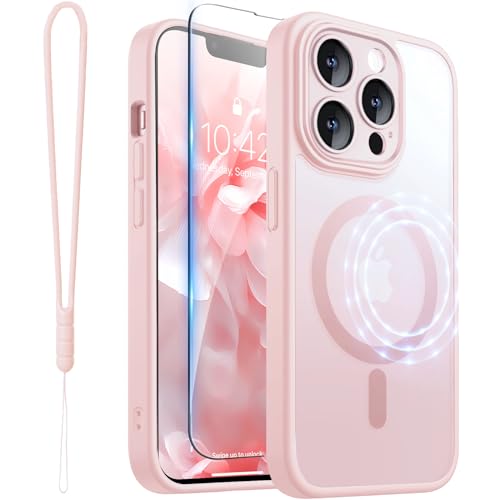 ROYBENS for iPhone 13 Pro Matte Clear Case Compatible with Magsafe, Pink