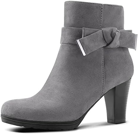 mysoft Women's Booties with Heel, Chunky Stacked Heel Zipper Ankl...