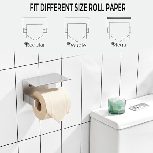 KOKOSIRI Toilet Paper Roll Holder Brushed Nickel Toilet Paper Holder with Shelf Stainless Steel Bathroom Dispenser Wall Mounted, B2010BR by KOKOSIRI - Image 3