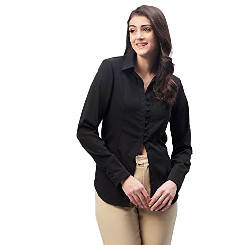 Image of Carlton London Women's Polyester Solid Regular Fit Shirt