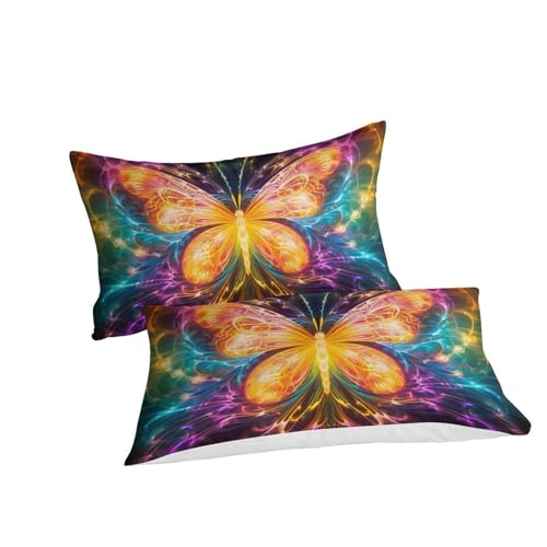 Housse de couette microfibre à fermeture éclair : parure lit papillon double 3pcs