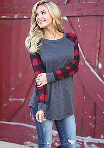 Bofeta Autumn Raglan Basic Shirt For Ladies Crew Neck Holiday Sweatshirt Red M #TOP2