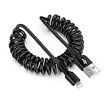 Gaef Coiled Lightning Cable Apple Carplay Cable for Car, Retractable Apple Charging Cable [0.46M stretch to 1.83M], Short iPhone Charger Cord for iPhone14 Pro Max/14 Pro/14/13/12/11/X/Xs/XR/8/7/i Pad