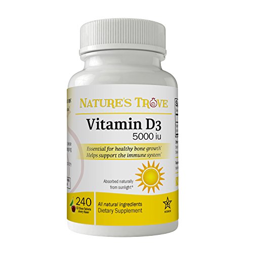 Vitamin D3 5000IU by Nature's Trove - 240 EZ Chew Tablets Cherry Flavor Vitamin D3 5000IU by Nature's Trove - 240 EZ Chew Tablets Cherry Flavor