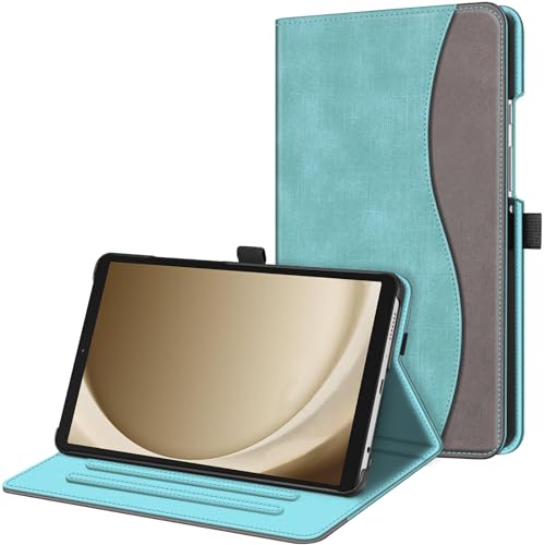 FINTIE Case for Samsung Galaxy Tab A9 8.7 Inch 2023 Model (SM-X110/X115/X117), Multi-Angle Viewing Smart Stand Back Cover with Pocket, Turquoise