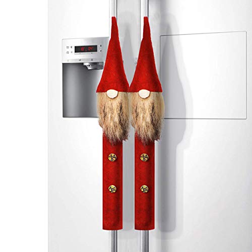 ITOMTE Handemade Swedish Gnome, Nodic Tomte Refrigerator Door Handle Cover - Kitchen Appliance Handle Coves Sets for Microwave, Dishwasher, Home Decor, Christmas Decorations, Holiday Present, 2 Pcs